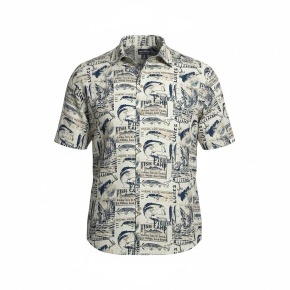 VTG Woolrich Shirt 2XL Mens Outdoor Fish Print Retro - Picture 2 of 10